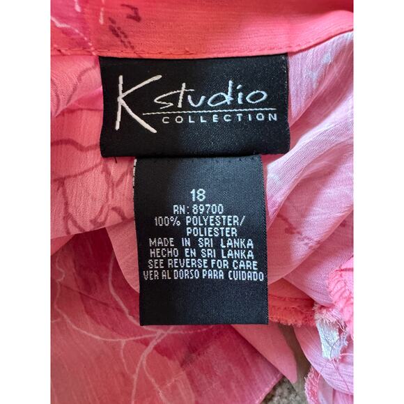 Vintage K Studio Pink Floral Button Up 90s Garden Fairy Romantic Y2K Sheer - Picture 2 of 6